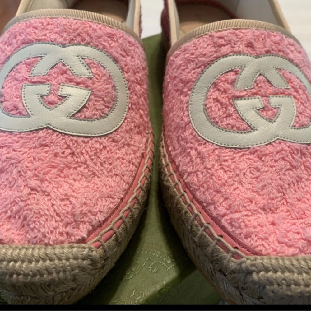 Gucci Interlocking G Terry Cloth Espadrilles EU39 US8.5 Pink; Full inclusion - Picture 12 of 16